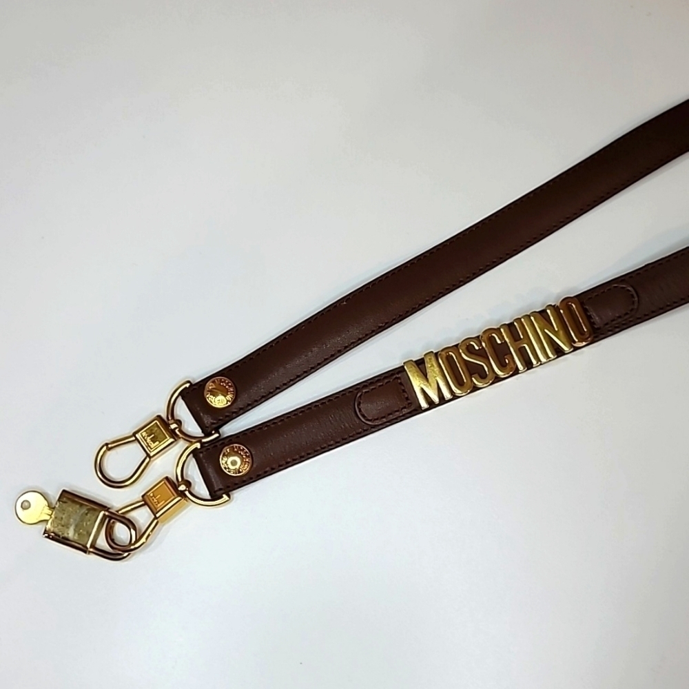 MOSCHINO x REDWALL Cognac Leather Purse Strap Replacement with Lock and Key